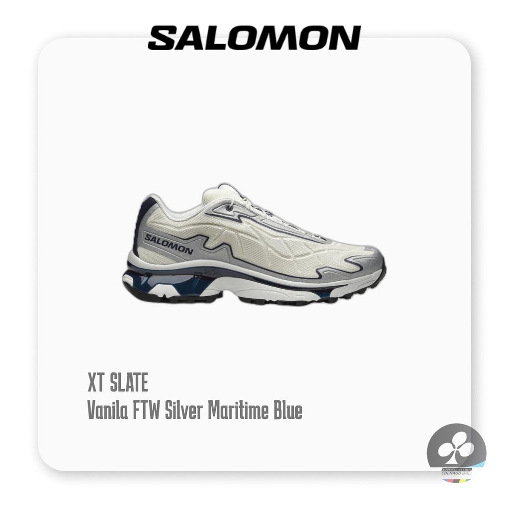 Sepatu SALOMON XT-Slate VANILA/FTW SILVER/MARITIME BLUE - Sepatu Lari Trail Outdoor Premium Original
