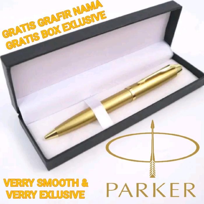 

Bollpoin Mewah Golden Parker Twist Action Gratis Grafir Nama dan Box Exlusive Alat Tulis Stationery