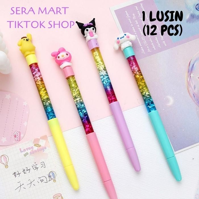 

SELUSIN PEN GLITTER SANRIOO 12 PCS LUCU GEL PULPEN KARAKTER PULPEN PENA BOLPEN ALAT TULIS BOLPOIN