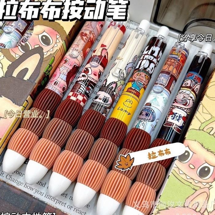 

Pulpen mekanik Labubu satu set isi 6 pcs tinta berwarna hitam