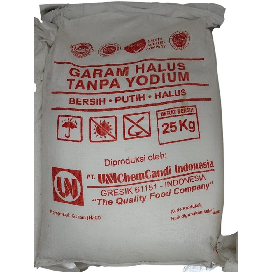 

TERLARIS GARAM INDUSTRI Technical Grade - Garam Non yodium bahan sabun 25 KG READY STOCK