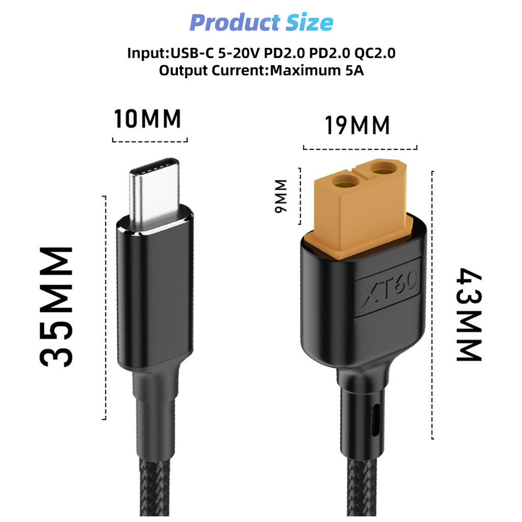 USB-C to XT60 Charging Cable for Toolkitrc SC100 Type-C to XT60 Cable For Toolkitrc M7 M6 M6D M8S