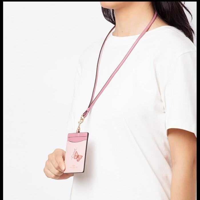 

Coachh Ch Id Holder Card Lanyard Original - Pink Butterfly Rb