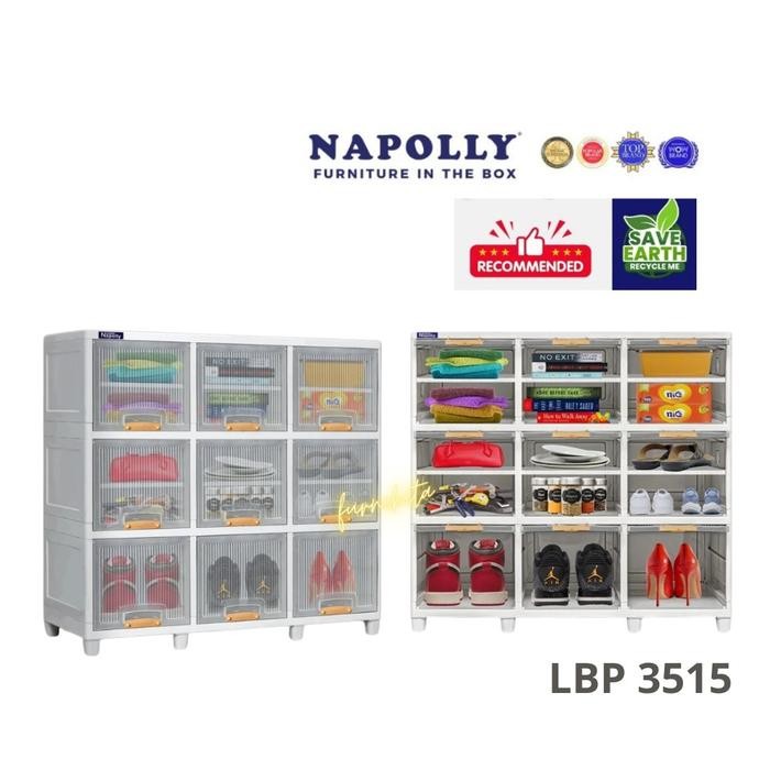 Lemari Plastik Napolly Locker Box Triple Flip Susun 3/9 Pintu Transparant [Napbox]