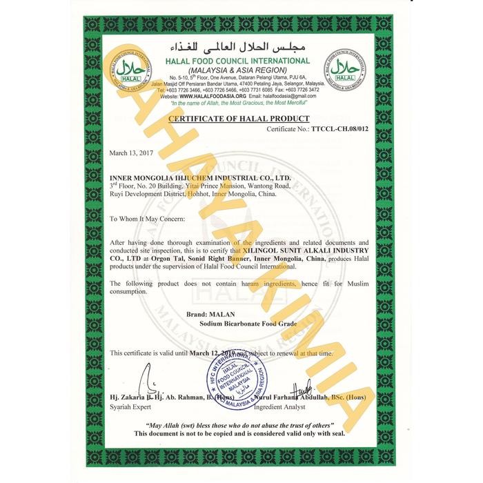 

Soda Kue (Baking Soda) Ex.Rrc-Malan 1 Zak (25 Kg) Instant Only