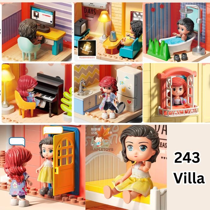 Diskon Feelo Doll House Building Blocks Compatible Duplo Feelo Genius Architect Villa Mainan Anak
