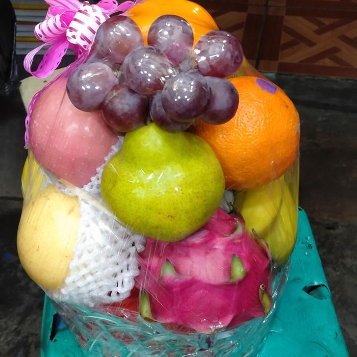 

parcel keranjang bulat buah komplit