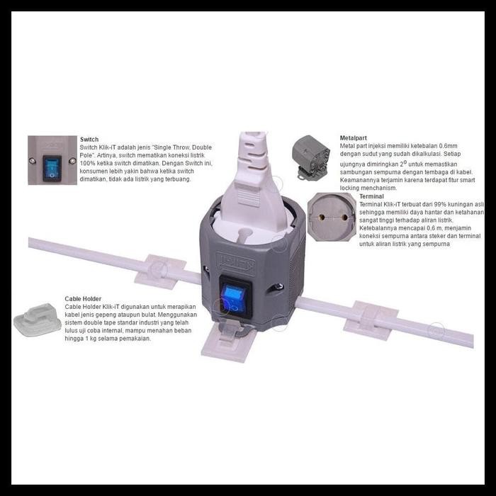 KLIK-IT KABEL 5M + STOP KONTAK SWITCH KL5S2