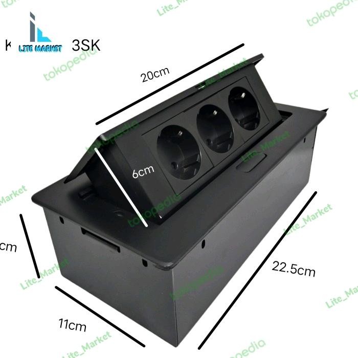 STOP KONTAK MEJA MEETING TANAM 3 SOCKET SOFT TOUCH POP UP SYSTEM / SOC