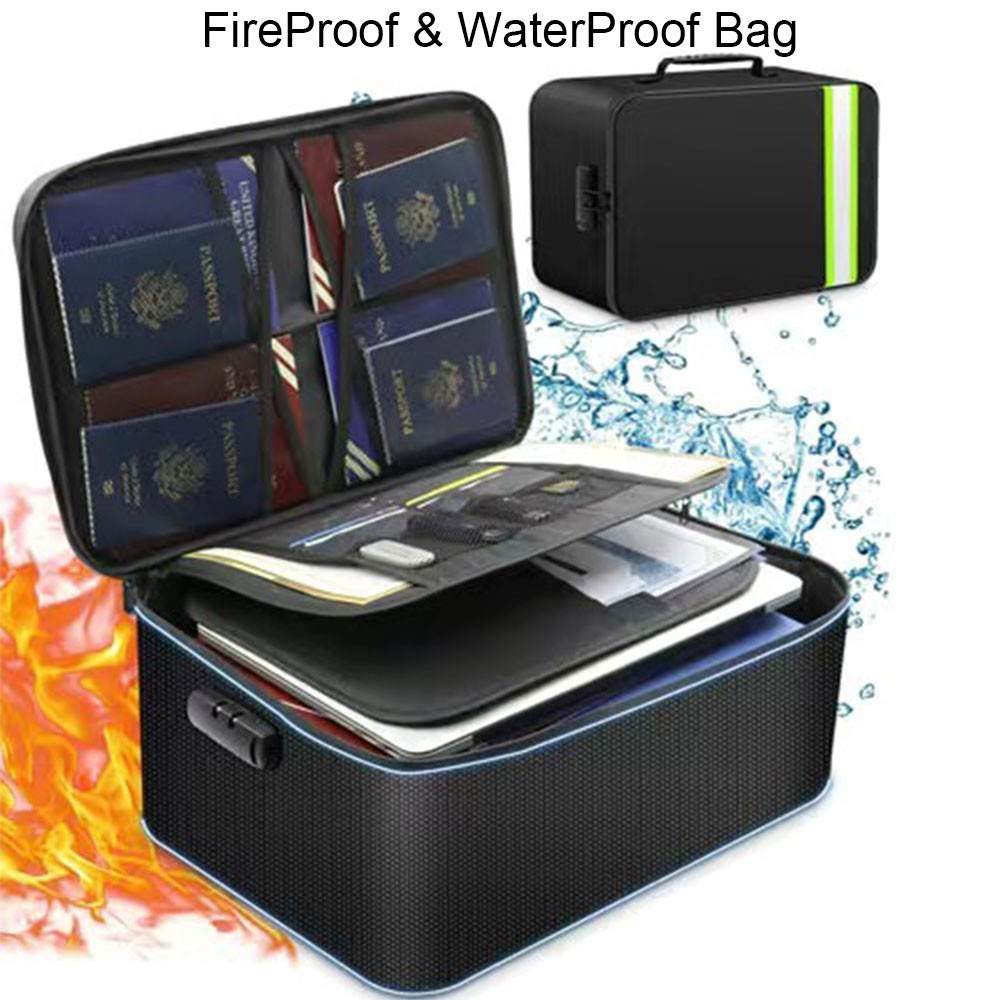 

Fireproof Waterproof Document Bag File Passport Fire Resistant Storage Bag Portable Travel Money