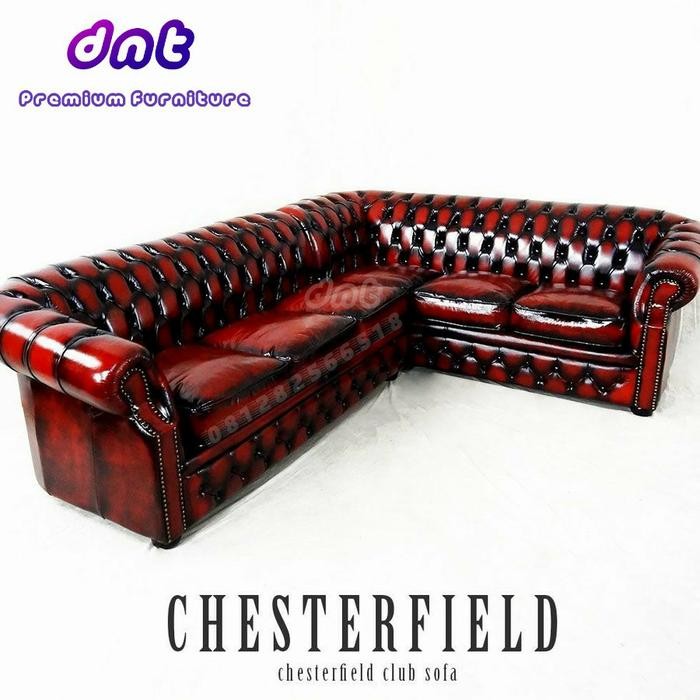 Sofa Esterfield - Sofa Kancing - Sofa L Sudut - Sofa Kulit Mewah