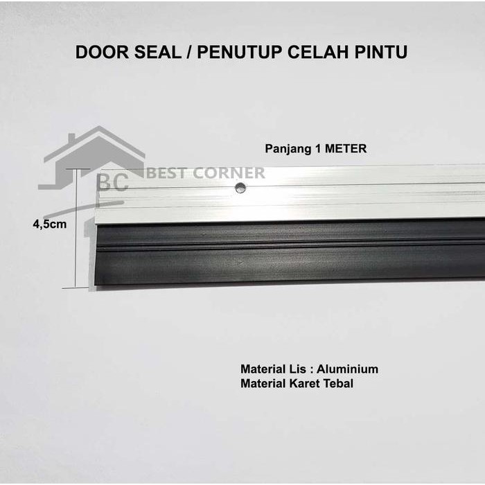 Door seal Karet 1 Meter Aluminium / Penutup celah bawah pintu