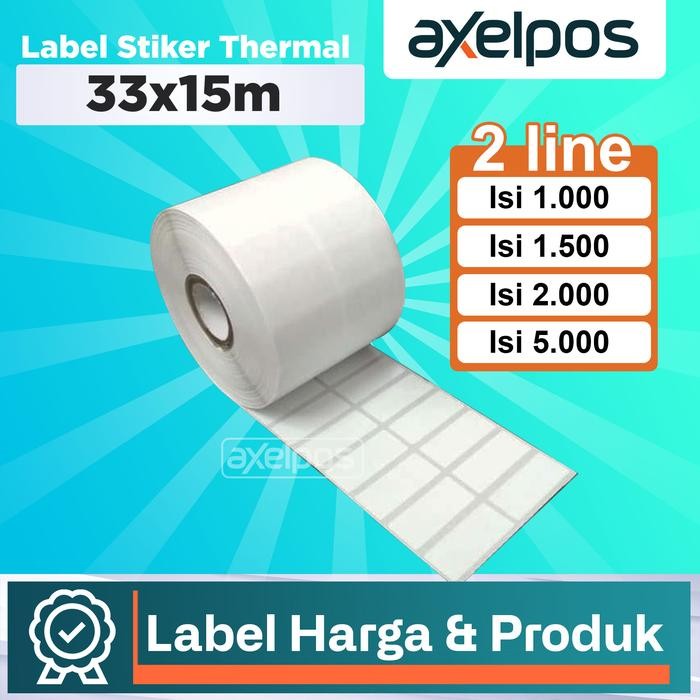 

AT Label Thermal Stiker Barcode 33x15 2 Line Isi 1000 / 1500 / 2000/ 5000