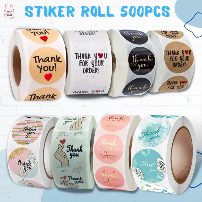 

AT 500 PCS (1 ROLL) Stiker Label Thank You 25mm Sticker Terima Kasih