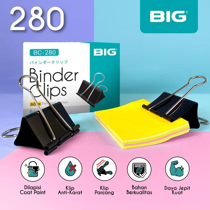 

AT BIG Binder Clip Klip Penjepit Kertas 280 BIG BC-280 Besi