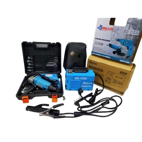 Paket Hemat 3 Item Mesin Bor Gerinda Set Cover dengan Mesin Las Mikayo 450Watt