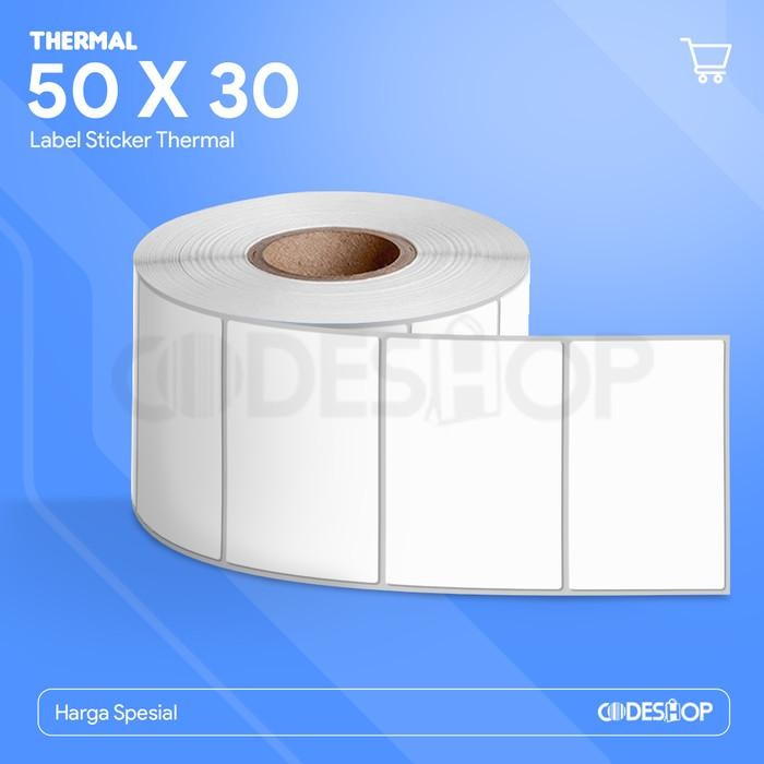 

AT Label Thermal 50 x 30 / 50x30 mm / 50x30mm isi 1000 Pcs Stiker