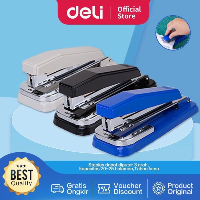

AT Deli Rotary Stapler Staples Putar 3 Arah 24/6 & 26/6 25 Lembar, Mudah Digunakan E0414 Metal
