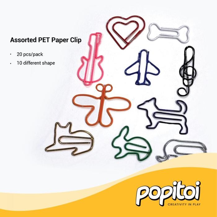 

AT Assorted PET Metal Paper Clip (20 pcs) Klip Kertas Penjepit Paperclip Warna Warni Bentuk Binatang