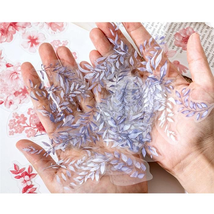 

AT 40pcs Mo PET Flower Sticker / Stickers Stiker DIY Scrapbook Bujo Bullet Journaling Scrapbook