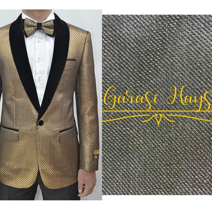 

AT Kain Jacquard Lame Polos Gold Kuning Emas 150cm Bahan Rompi Jas Dress