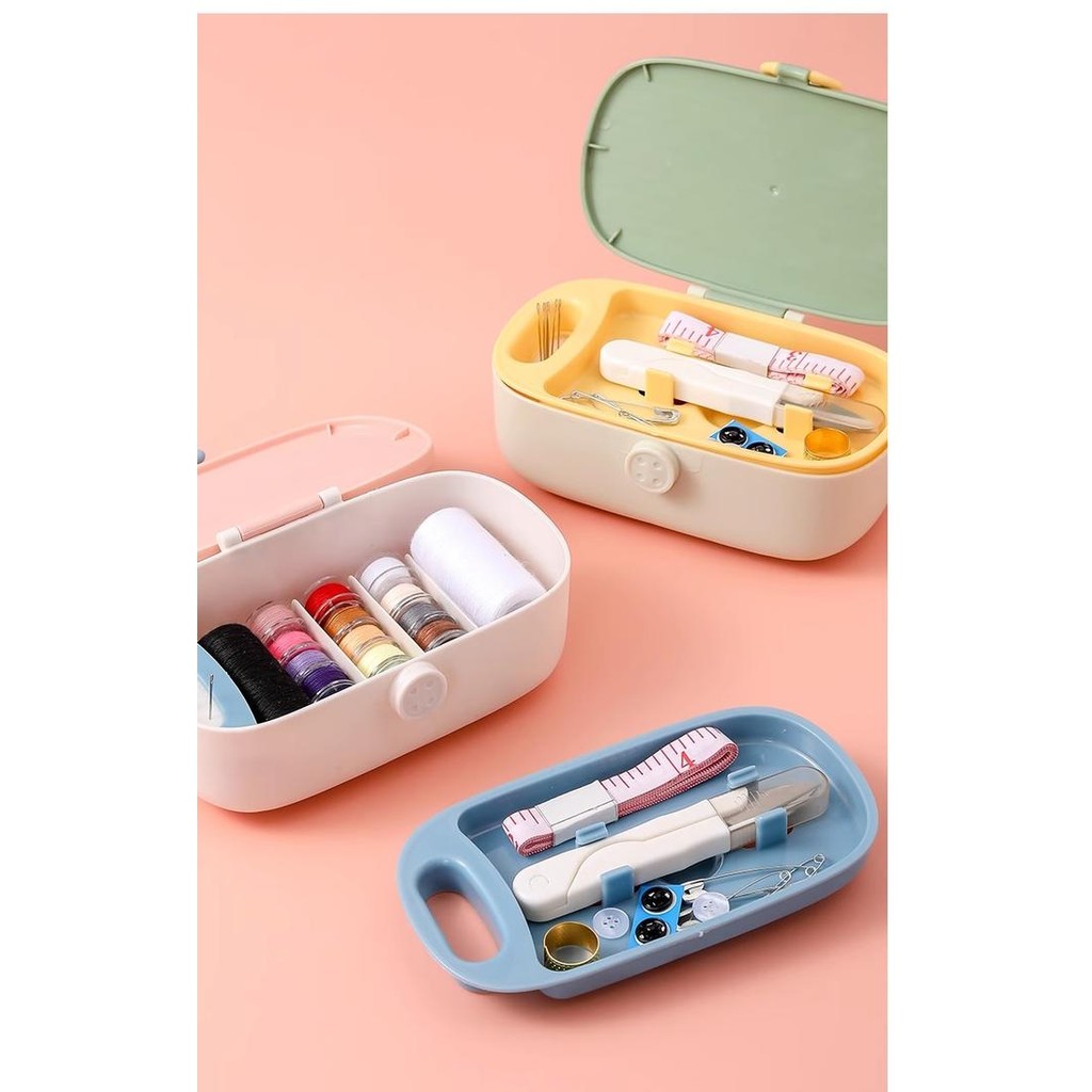 

AT kotak perlengkapan jahit portable lengkap benang jarum jahit meteran