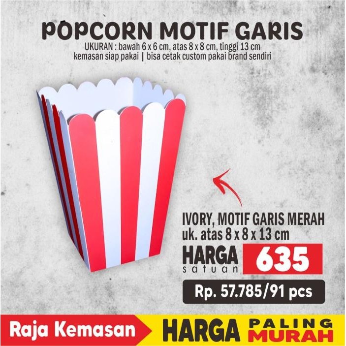(Expert) BOX POPCORN GARIS MERAH FOOD GRADE