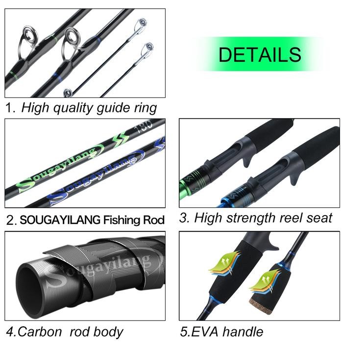 Sougayilang 1.8/2.1M Ul Solid Joran Pancing Carbon Fiber 2 Section Ultralight Fishing Rod Joran