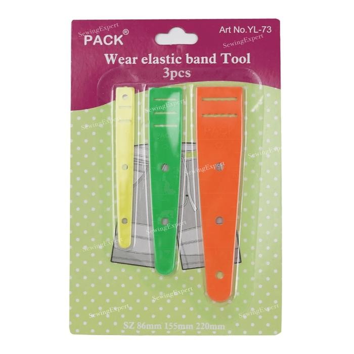 

AT Satu Set 3pcs Alat Pasang Karet 3 ukuran Karet baju celana Kecil Sedang Besar elastic threader
