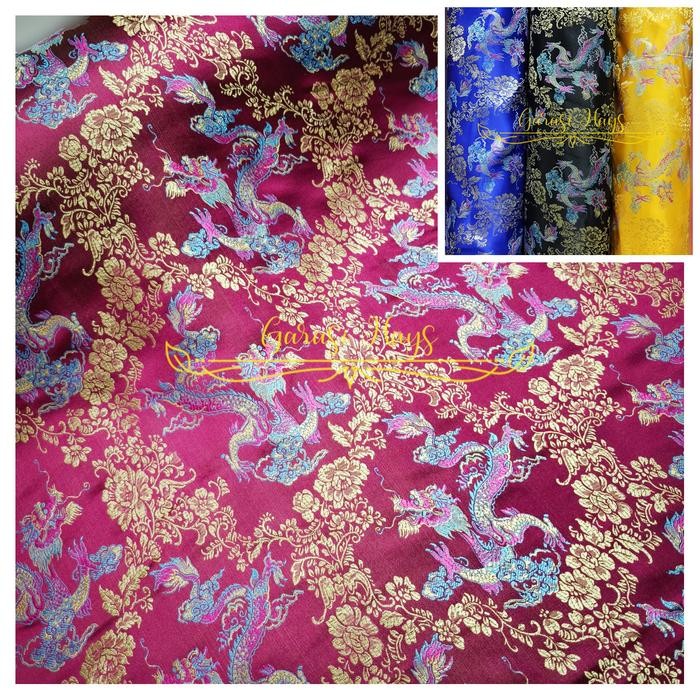 

AT Kain Cheongsam Cheong Sam Jibao China Gold Kuning NEW Naga Liong Drago