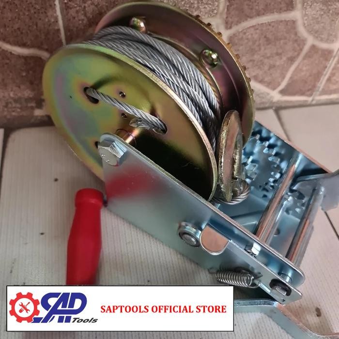 Terbagus Hand Winch 3500Lbs Katrol Sling Baja 1500Kg Wire Rope Winch