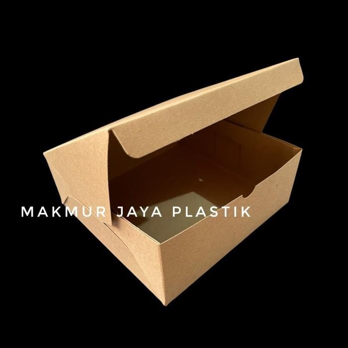 (Expert) [ DUS NASI KOTAK 18 x 18 KRAFT ] BOX HAJATAN POLOS COKLAT