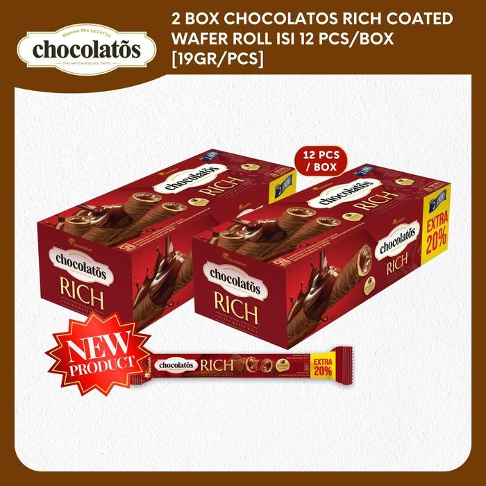 

New Chocolatos - 2 BOX CHOCOLATOS RICH - COKLAT DILUAR DAN DIDALAM