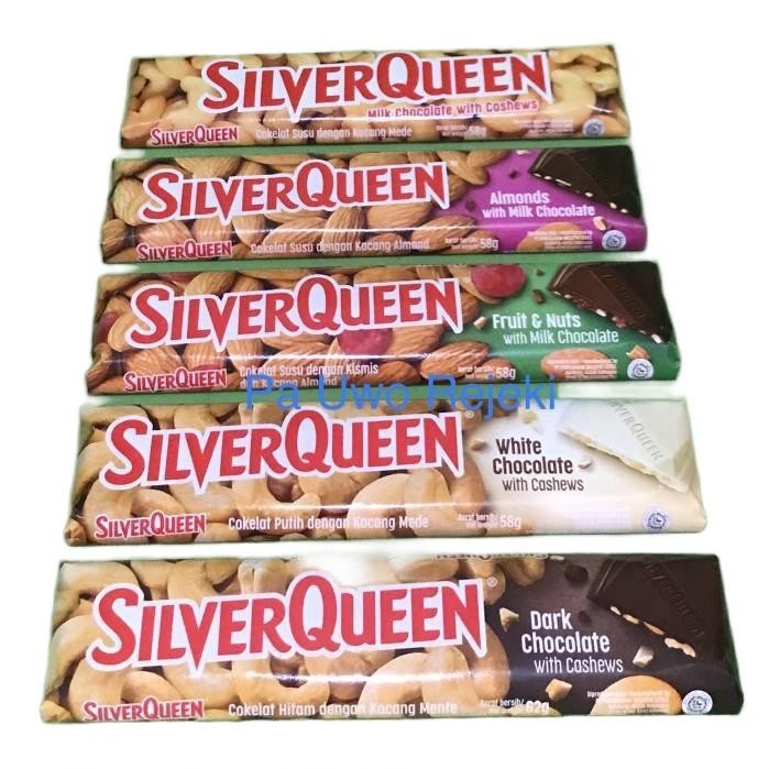 

New Silverqueen 55gr Cashew,Almond,Fruit&Nuts,Dark,White hampers coklat