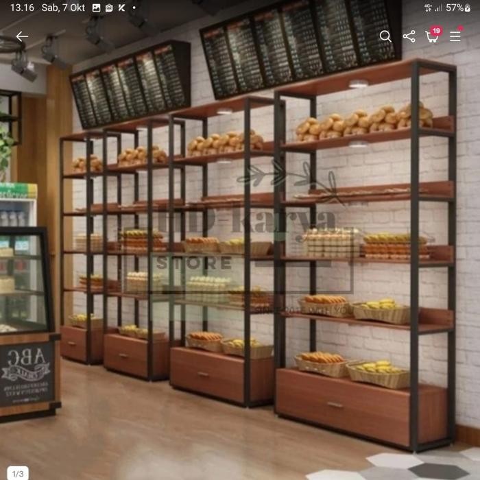 Rak Toko Rak Display Rak Besi Kayu Industrial Nimalis