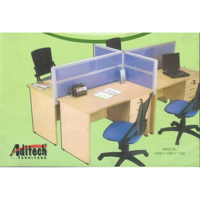 Partisi Kantor 4 Orang Adite Murah Termasuk Laci