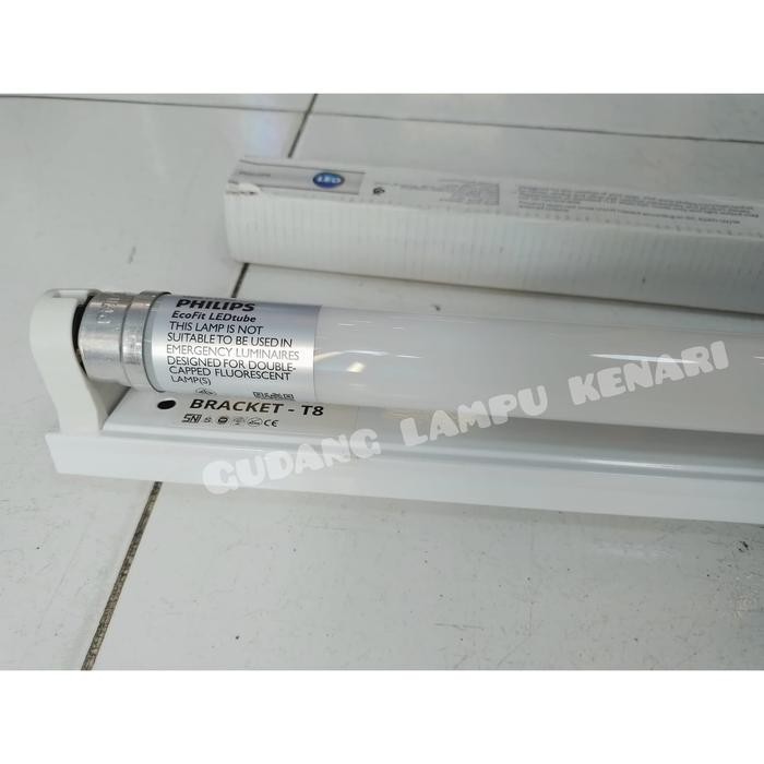 lampu tl t8 philips led 16w set kap tl 120cm lampu tl + kap 120cm