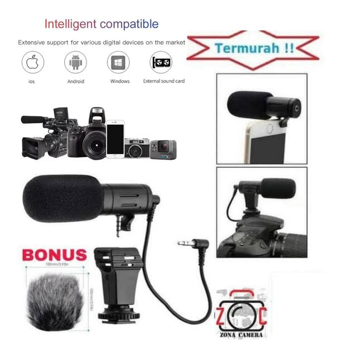 Mamen Microphone Mc-06 Shotgun Vlog Kamera & Smartphone Smule Youtube Terlaris