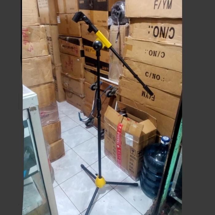 PROMO Stand Mic Panjang Kaki Tiga Full Besi