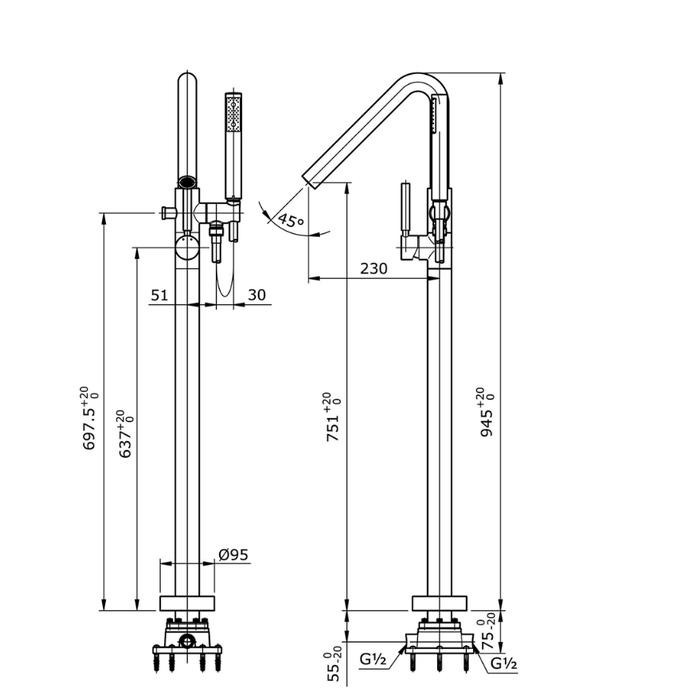 Terpopuler Kran Bathub Standing Toto Tx494Sel/Floor Standing Bath Toto Tx 494 Sel