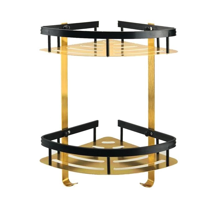 Terpopuler Promo Rak Sudut Stenlis Gold 2 Susun/Rak Shampo/Rak Sabun Stenlis