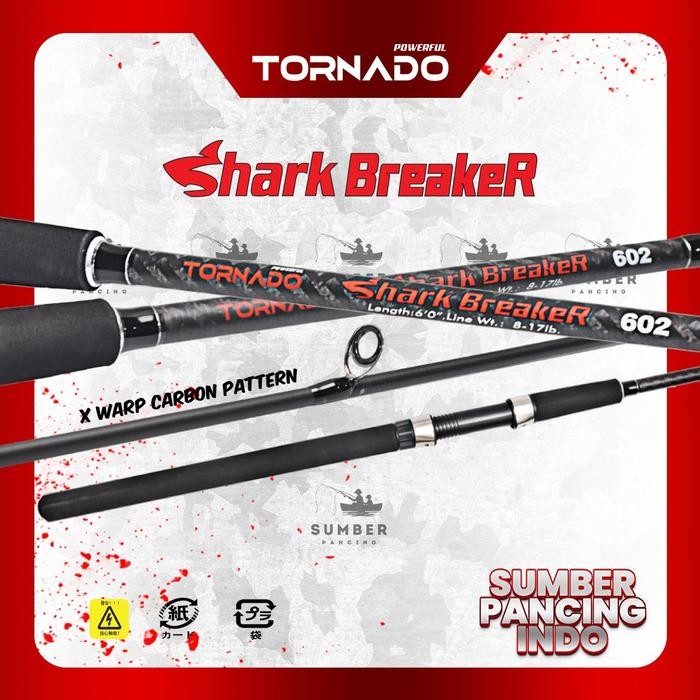TORNADO Joran Pancing Spinning SHARK BREAKER 150cm - 180cm Carbon Hollow X Wraping Joran Pancing