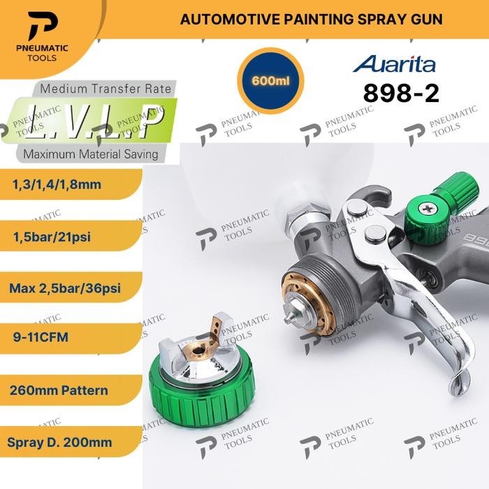 Spray Gun Auarita 898-2 Lvlp - Automotive Painting Spray Gun - Gray