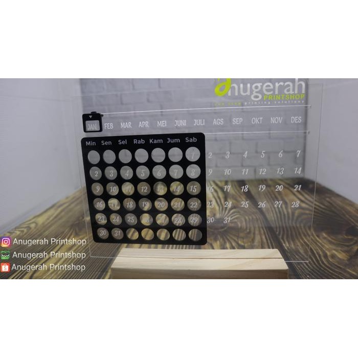 

Kalender Meja Akrilik Everlaseting / Kalender Abadi Stand Kayu Custom