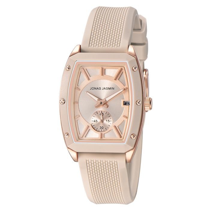 Jam Tangan Perempuan Cantik Jonas Jasmin Jj 2224 Original Analog Detik Oval Silikon Fashion Watch