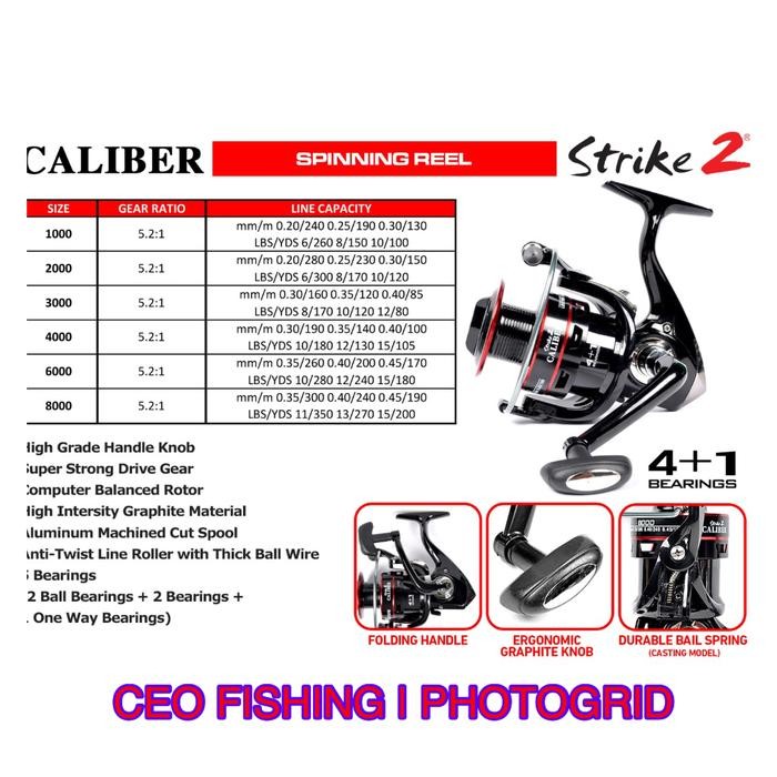 Reel Strike 2 Caliber 1000 s/d 8000 Reel Pancing Murah