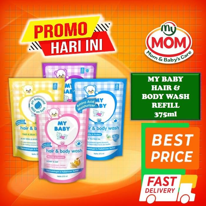 MY BABY Hair & Body Wash Refill 375ml - Sabun Shampo Bayi - MyBaby - Sabun 2in1 - Baby Wash - MyMom
