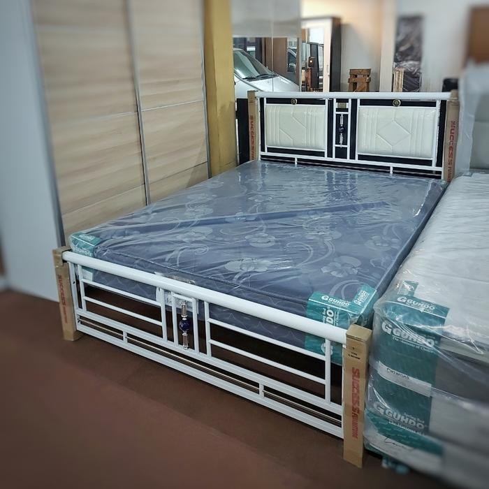 Set Ranjang Besi + Springbed Guhdo - Tempat Tidur + Kasur - 160