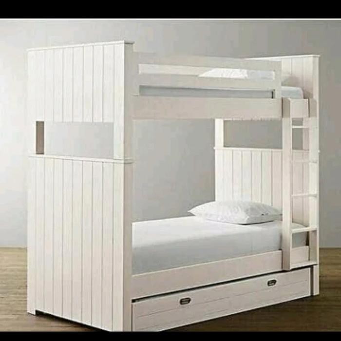 Tempat Tidur 2 Tingkat Bahan Kayu Jati Belanda