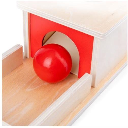 MALOTOYS - Montessori Object Permanence Target Box With Tray Permanent Apparatus Toddler Wooden Box
